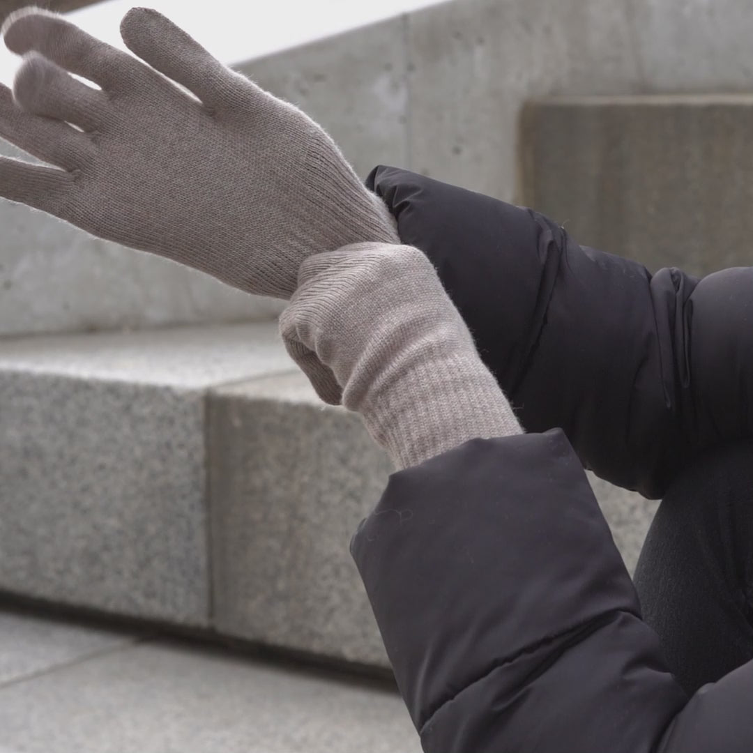 BYOS Women's Winter Beanie & Fingerless Gloves Set – Rib Knit Unisex