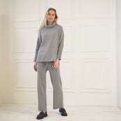 Women's Knitwear Set Turtleneck Vienna & Wide Leg Pants Helsinki Light Gray