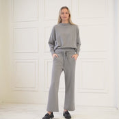Women's Knitwear Set Sweater Oslo & Wide Leg Pants Helsinki Light Gray