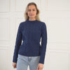 Women's 100% Merino Cable Sweater Prague Dark Blue