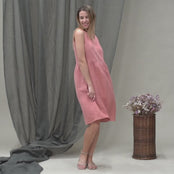 Linen Smock Dress Eliza Coral Pink