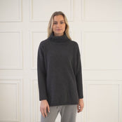 Women's Merino Oversized Turtleneck Sweater Vienna Dark Gray