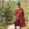 Linen Oversize Dress Olivia Cinnamon Red