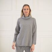 Women's Merino Oversized Turtleneck Sweater Vienna Light Gray