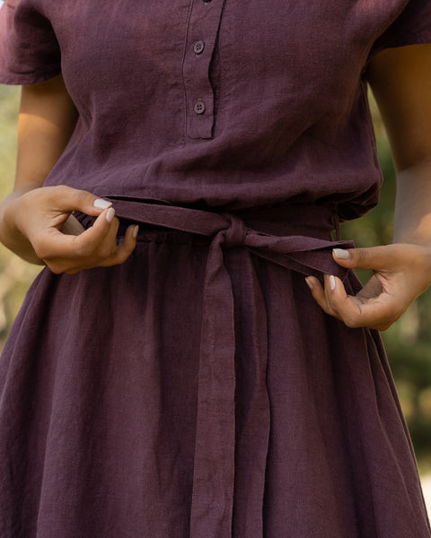 Linen Front Button Dress Brigit Shadow Purple