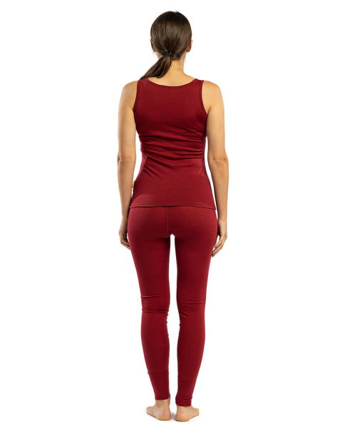 Women&#39;s 160 Merino 2-Piece Set Of Sleeveless Top &amp; Bottom Royal Cherry