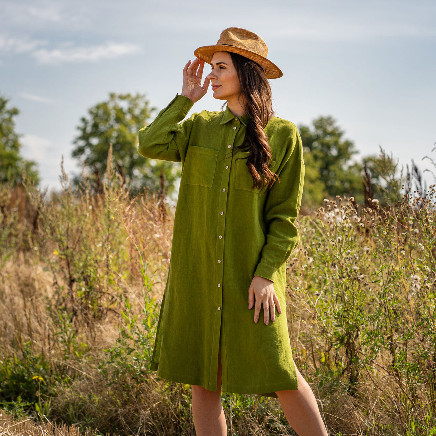 green tshirt dress Linen Oversize Shirt Margo Forest ❤️ menique Johnston & Murphy Men's sizes 34/2XS small size Size:II
