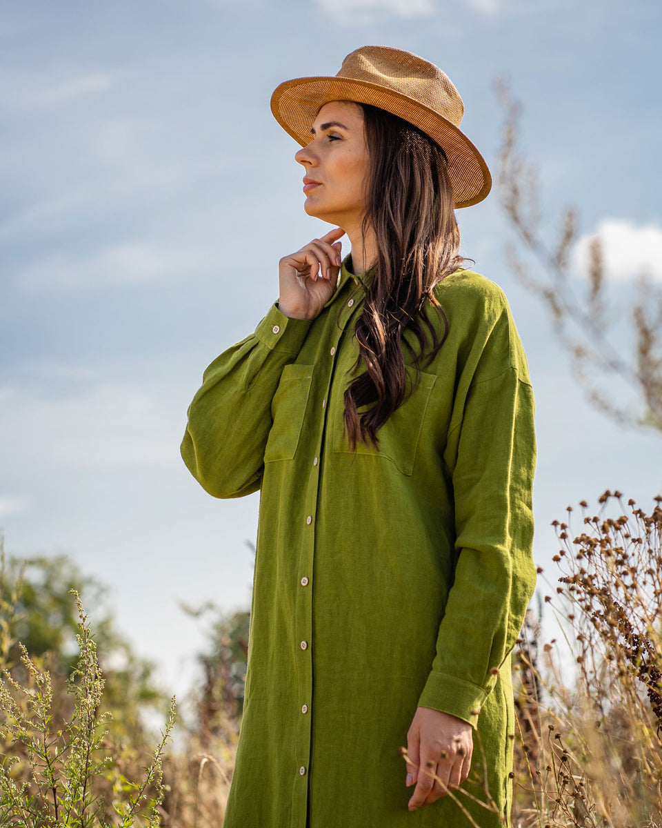 Oversize Shirt Dress Margo Forest Green Oversize Shirt Dress Margo Forest Green