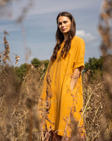Linen Oversize Dress Olivia Spicy Yellow
