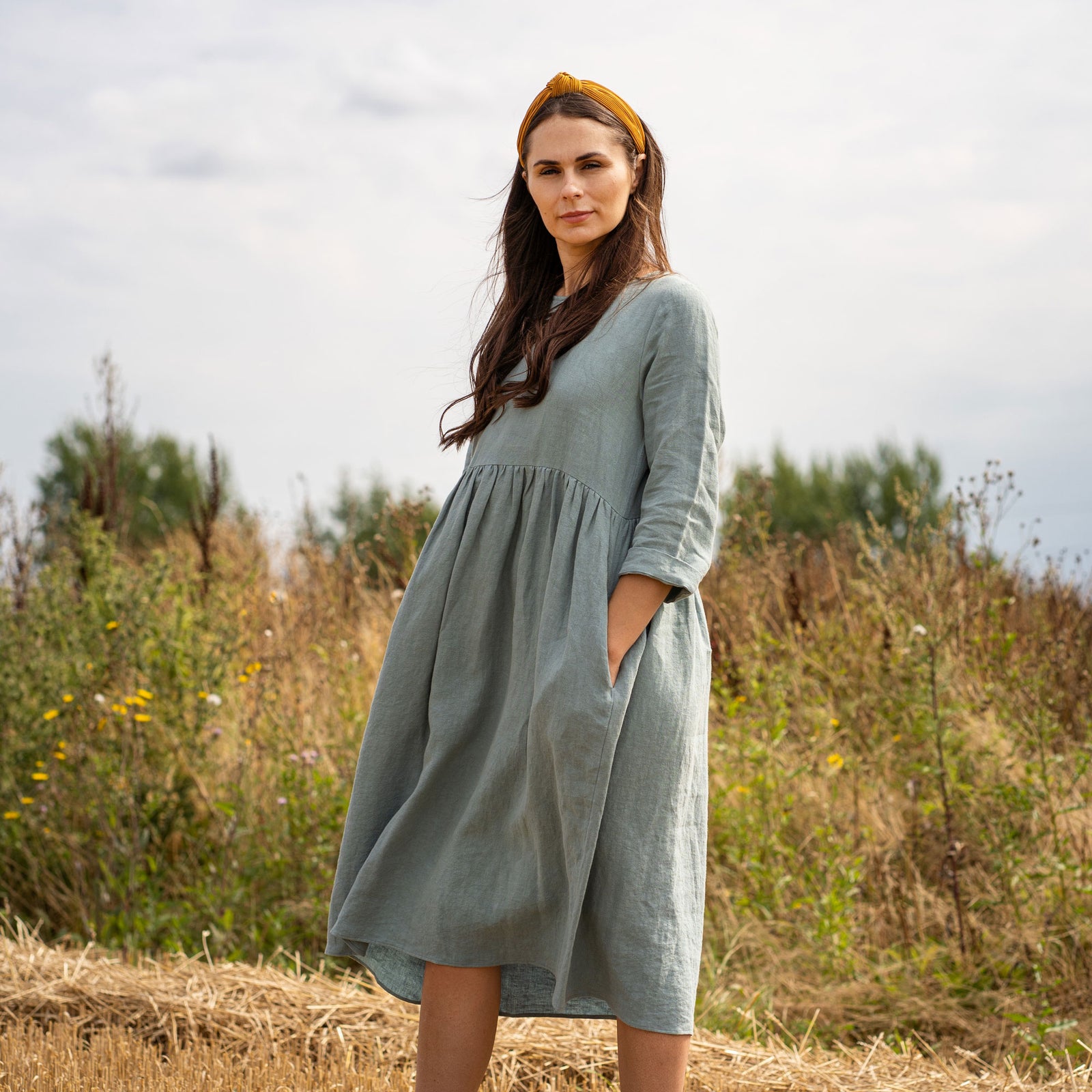 linen smock dress australia White linen smock mini dress CECILE OffOn