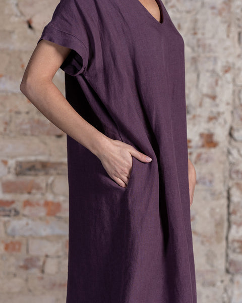 Linen Loose Dress Joelle Shadow Purple