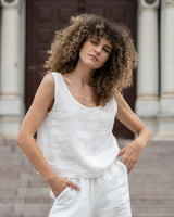 Ana Linen Top in Sage