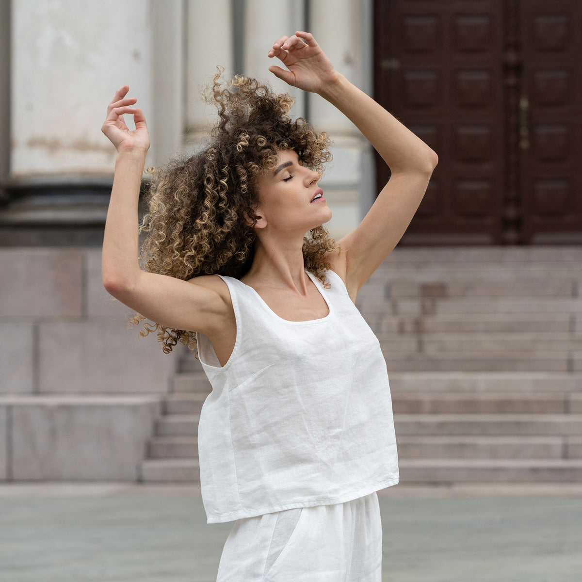 Linen Tank Top, Sleeveless Blouse top , Linen Crop Top