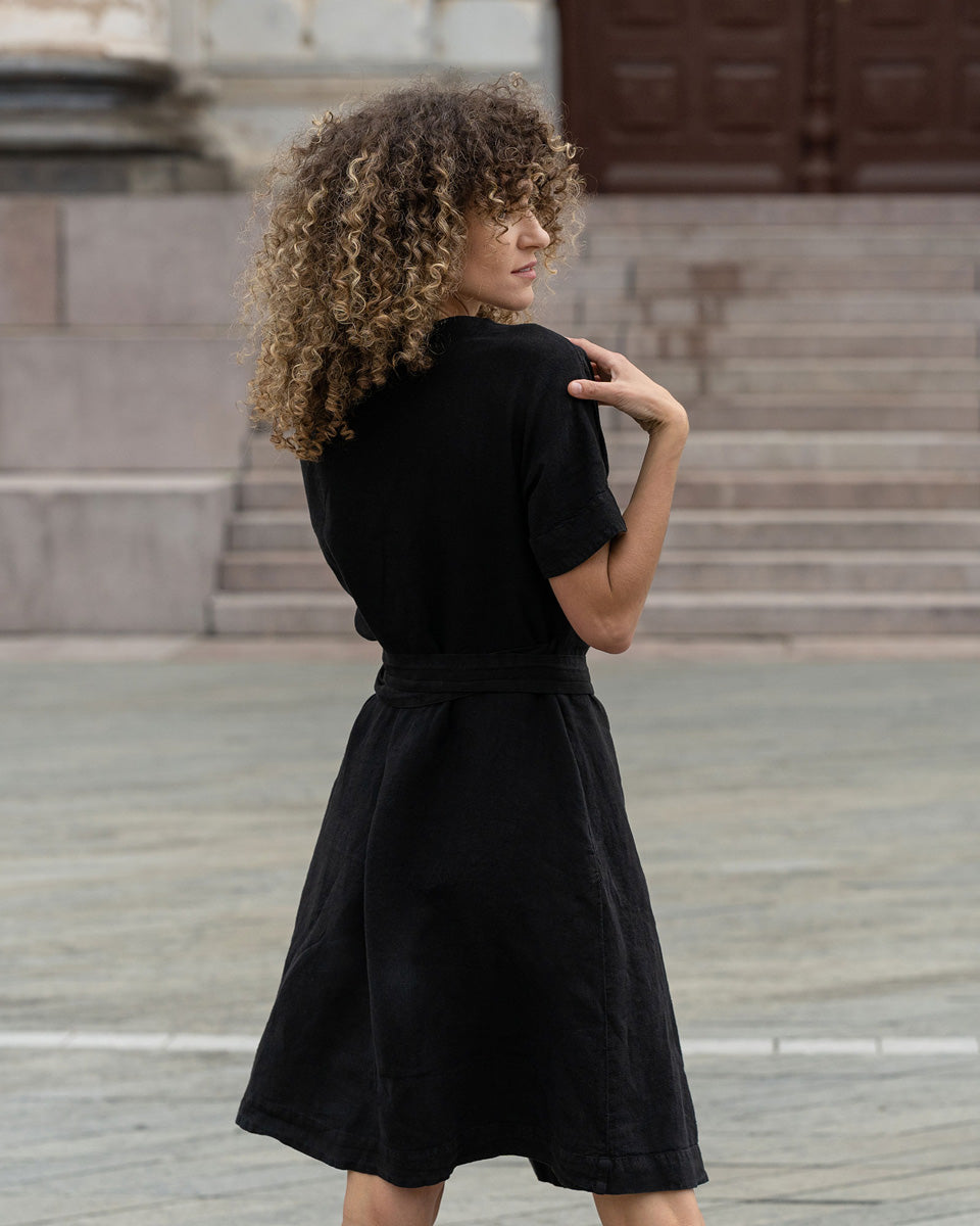 ladies black wrap dress womens black wrap dress The Wrap Dress in Linen