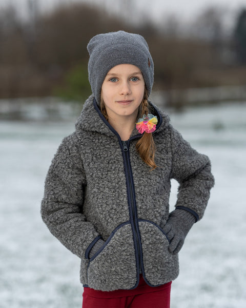 Kids' Fleece Hooded Jacket Dark gray ❤️ menique