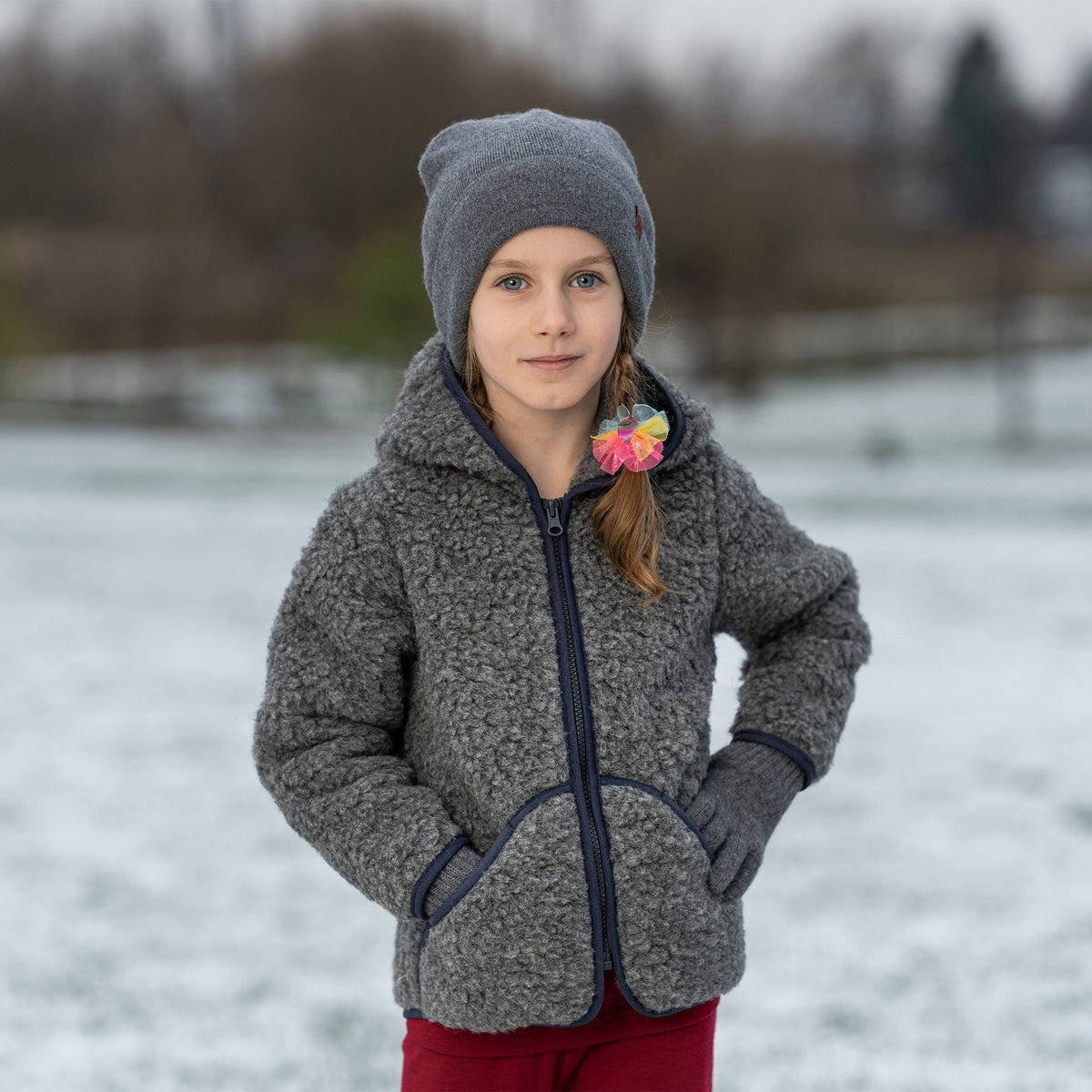 Winter Children's Overcoat Girls Plaid One-piece Fleece Wollen