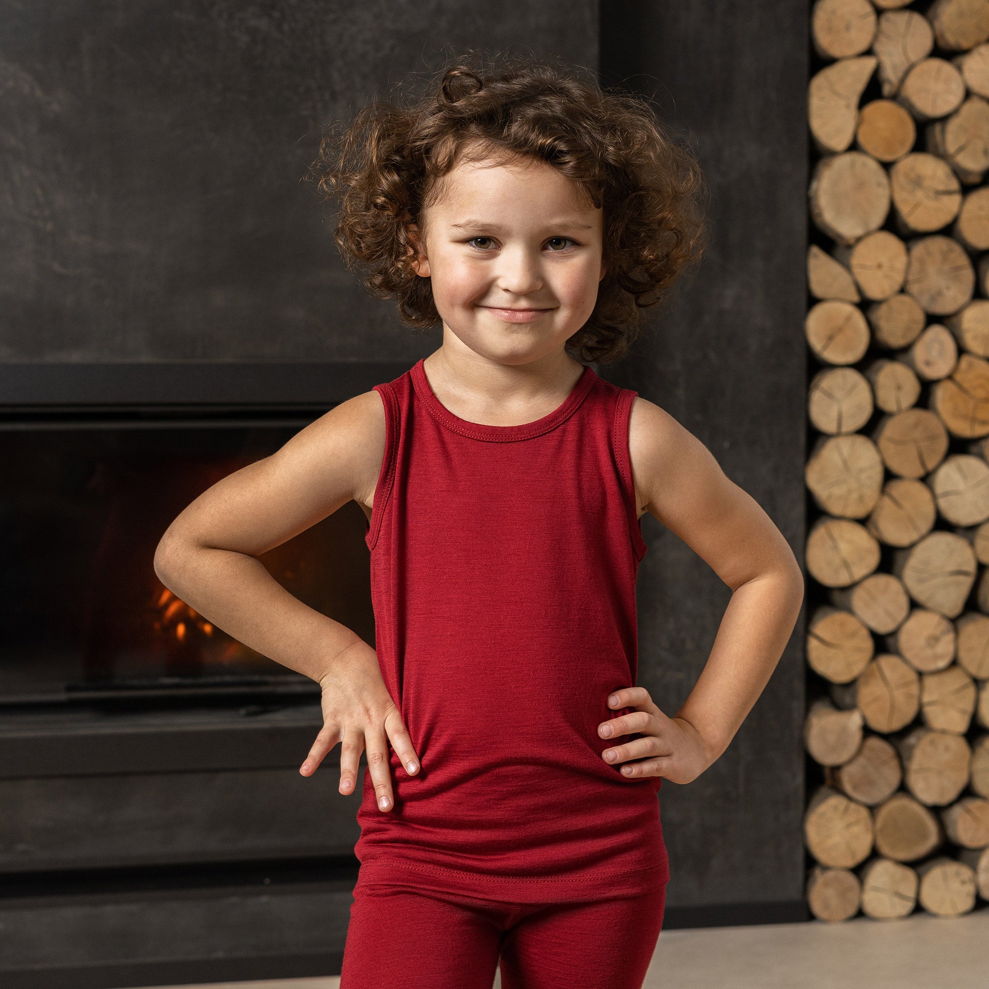 Merino Sleeveless Base Layer for Kids - Royal cherry ❤️ menique