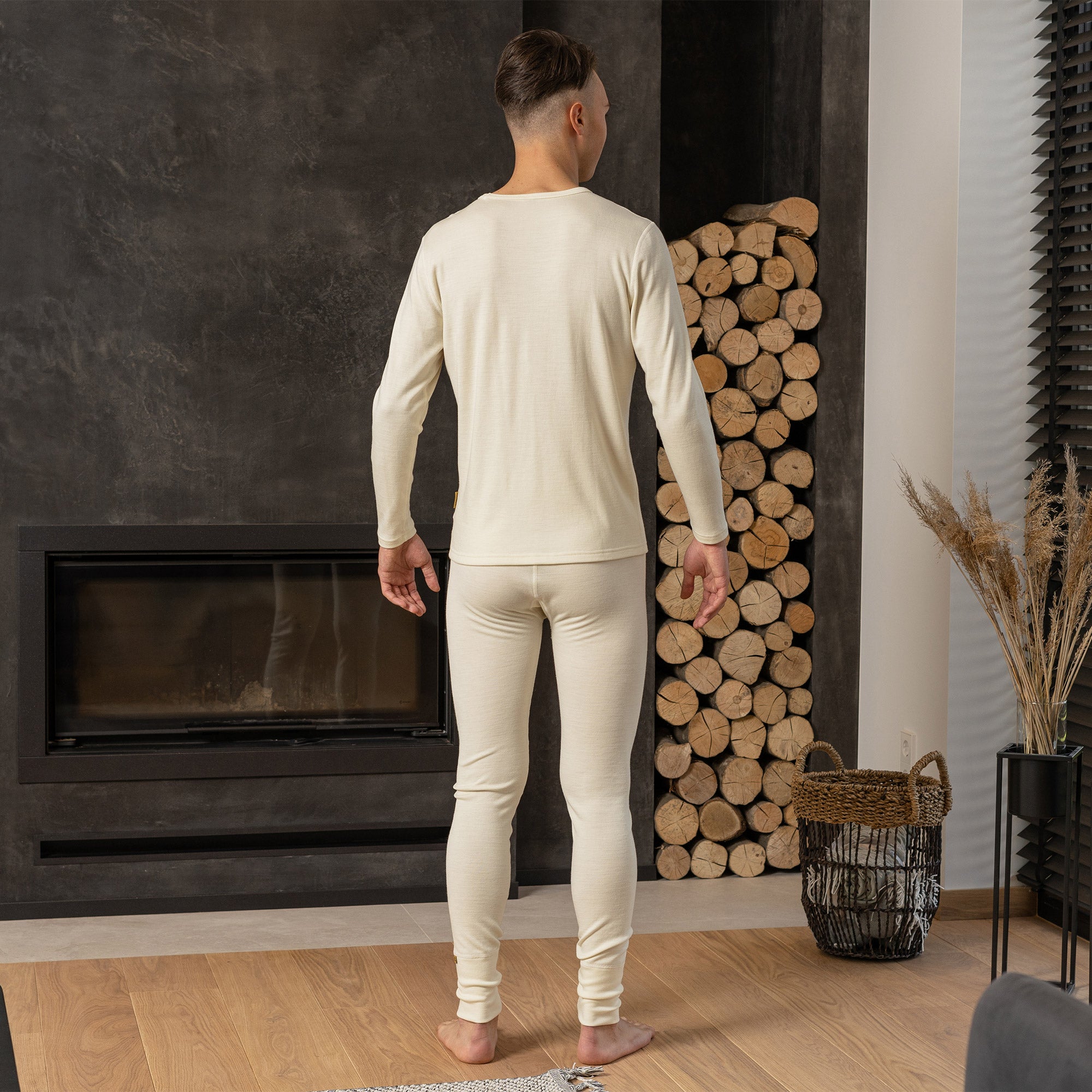 Men's Merino 250 Set of Long Sleeve & Bottom Rub Natural