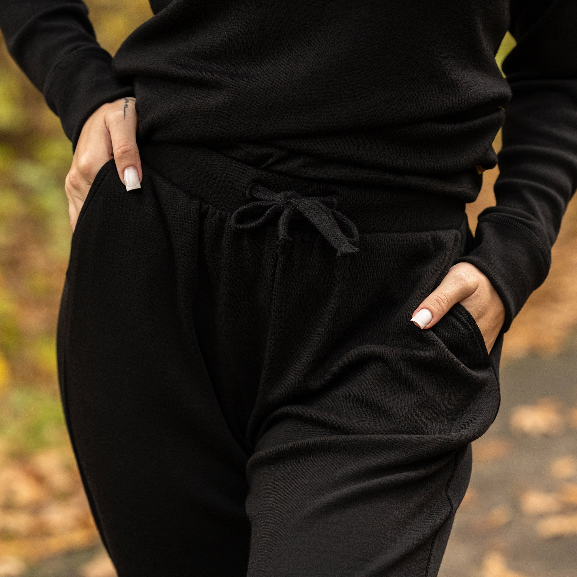 Pantalon de jogging avec poches en laine mérinos pour femme
