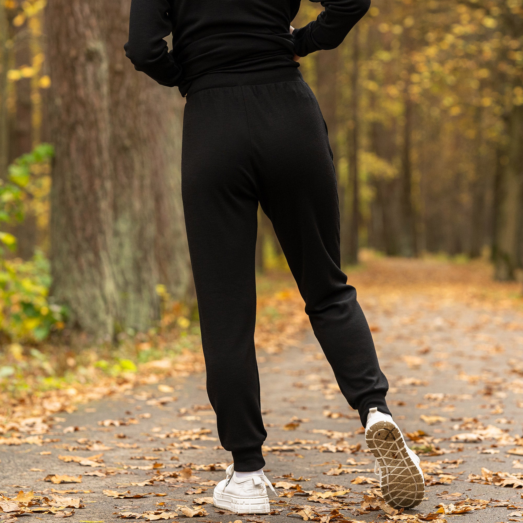 Pantalon Jogging Femme Laine Mérinos - Noir ❤️ menique