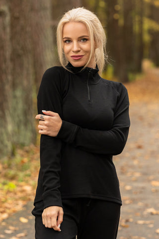 Women's 250 Zip Neck Top Black - XS / Black