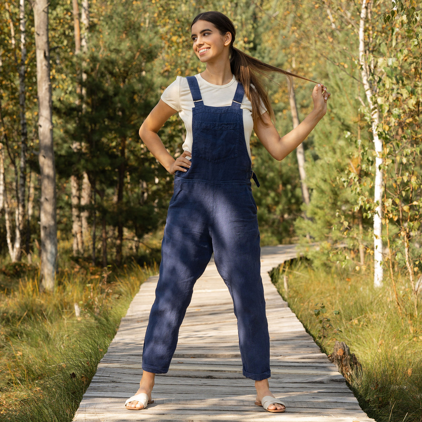 Women's Linen Jumpsuit Nicci Storm Blue ❤️ menique - MENIQUE