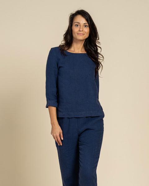 Long Sleeve Blouse &amp; Pants 2-Piece Storm Blue