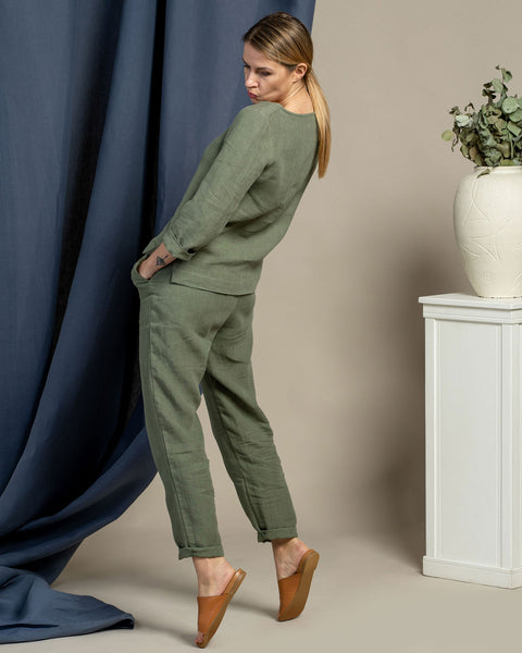 Nora &amp; Dakota Linen Matching Set Stone Green