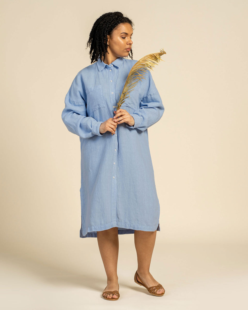 Linen Oversize Shirt Dress Margo Forest Green menique - MENIQUE Linen Oversize Shirt Dress Margo Forest Green menique - MENIQUE