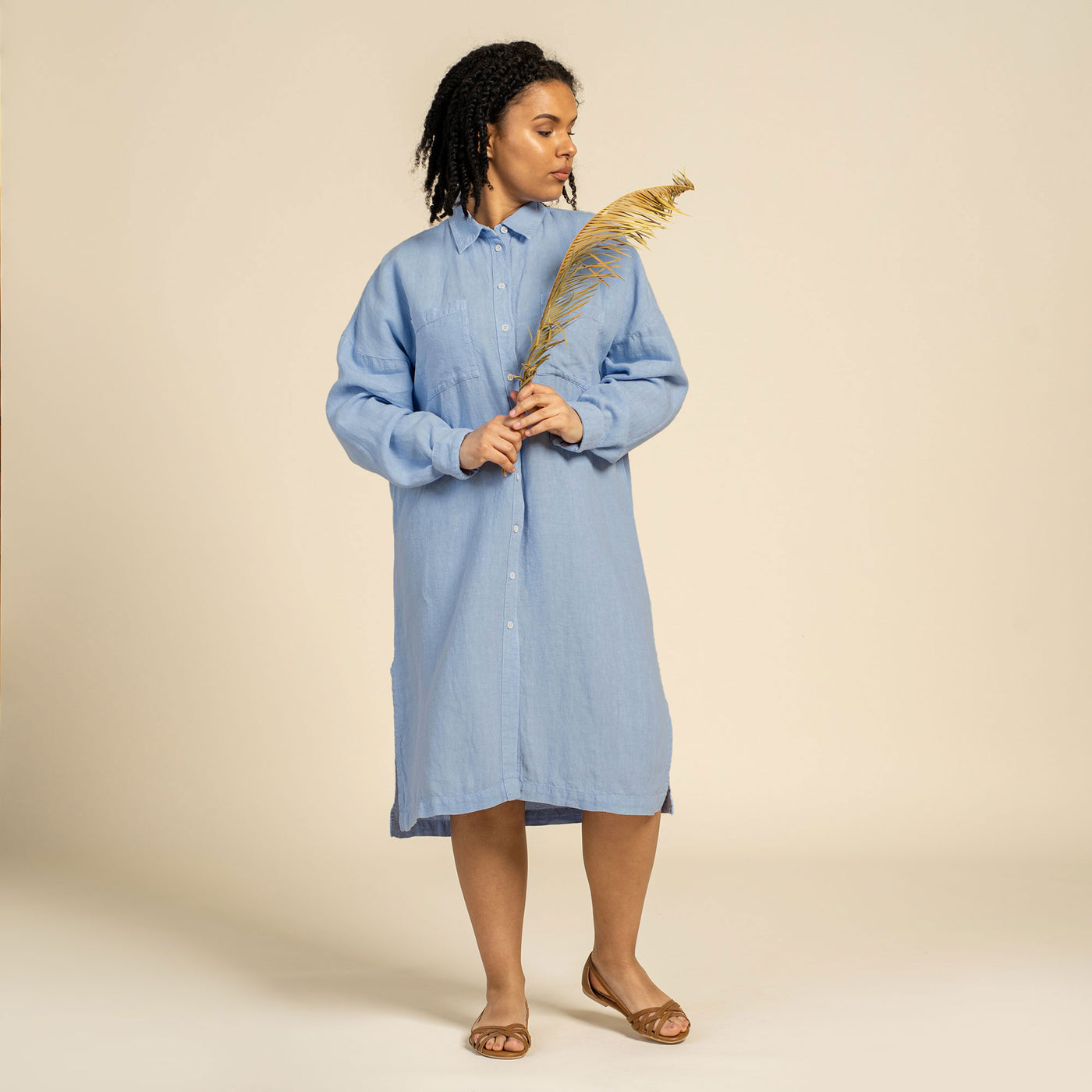 shirt dress long sleeve Linen Oversize Margo Cloudy Blue ❤️ menique Suit Jacket Elie Saab - Peacock made of 100% cotton Color:Salmon/SSRU01