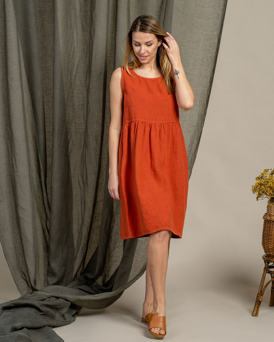 Smock Dress Eliza Cinnamon Red M / Cinnamon Red Smock Dress Eliza Cinnamon Red M / Cinnamon Red