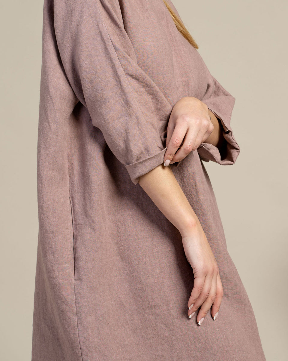 Organic 100% Linen Dress Selena Pure Black menique - MENIQUE Organic 100% Linen Dress Selena Pure Black menique - MENIQUE