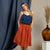 Linen Midi Skirt Sophia Cinnamon Red