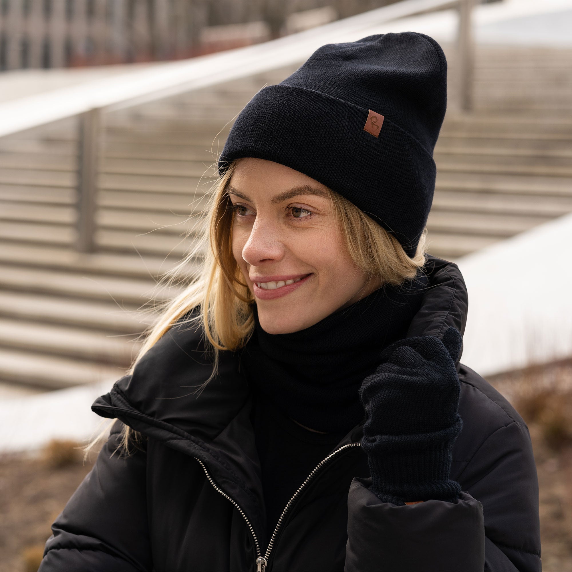 Archeoloog Klem Geldschieter Merino Wool Knit Beanie Hat for Women Black❤️ menique