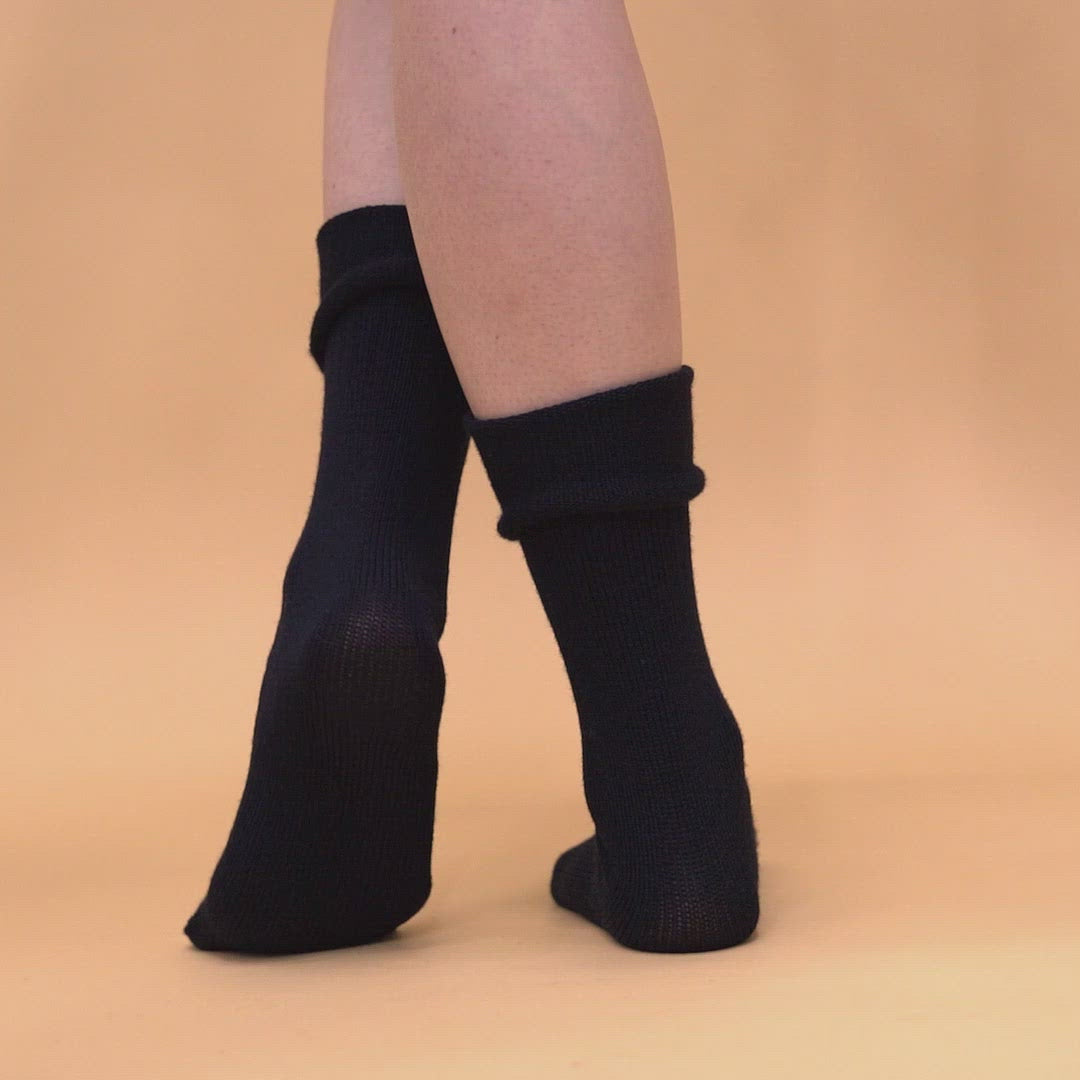 Chaussettes Femme Tricot Mérinos Noir