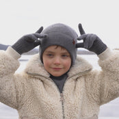 Kids Knitted Beanie, Dickie & Gloves 3-Piece Set Dark Gray