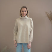 Women's Merino Oversized Turtleneck Sweater Vienna Creamy Beige