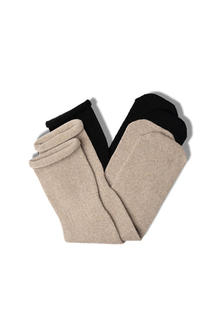 Women's Socks 2-Pack Black/Creamy beige - One Size