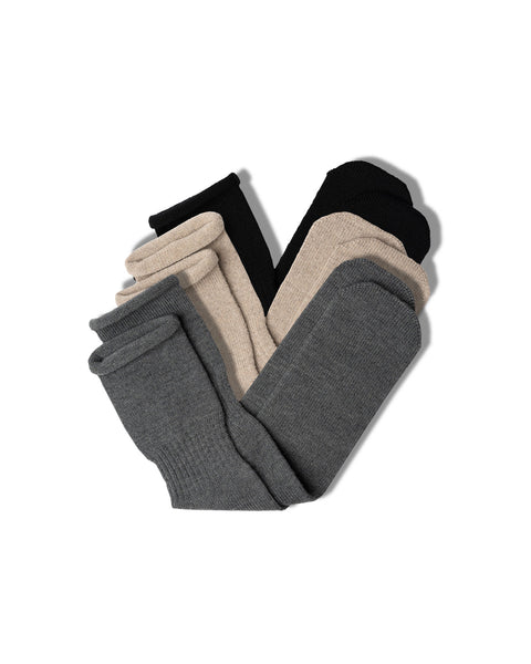 Women&#39;s Socks 3-Pack Black/Creamy beige/Dark gray