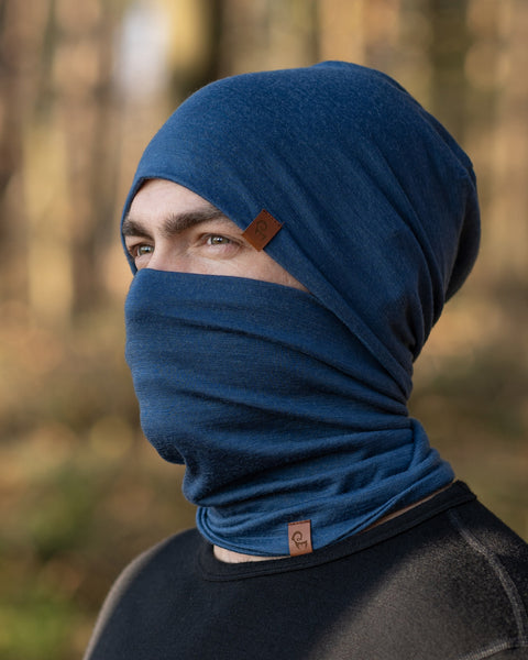 menique Men&#39;s Merino Beanie and Gaiter Set Denim