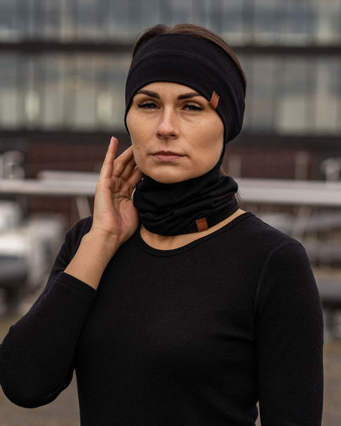 Women&#39;s Headband and Gaiter Set Black