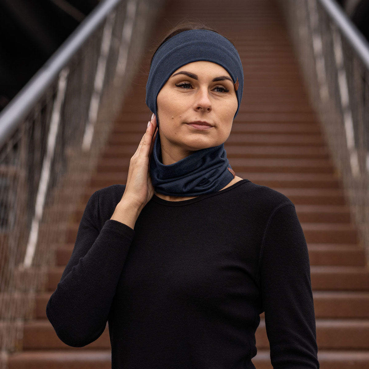 Women's Headband and Gaiter Set Dark Blue