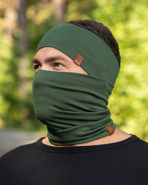 Men&#39;s Headband and Gaiter Set Dark Green