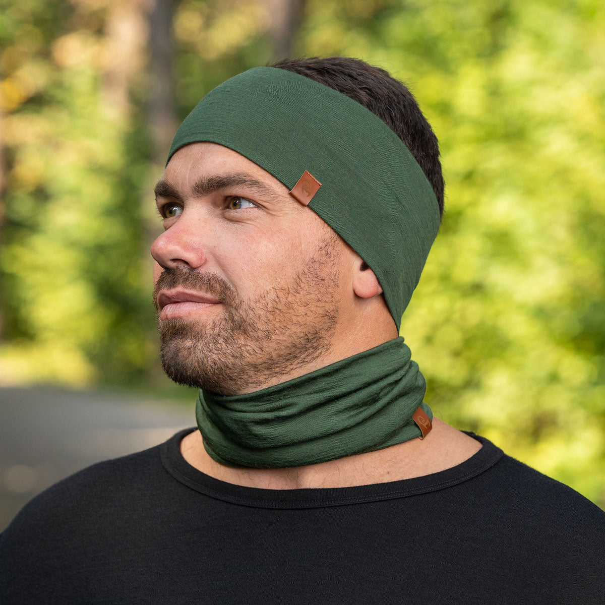 Men's Headband and Gaiter Set Dark Green