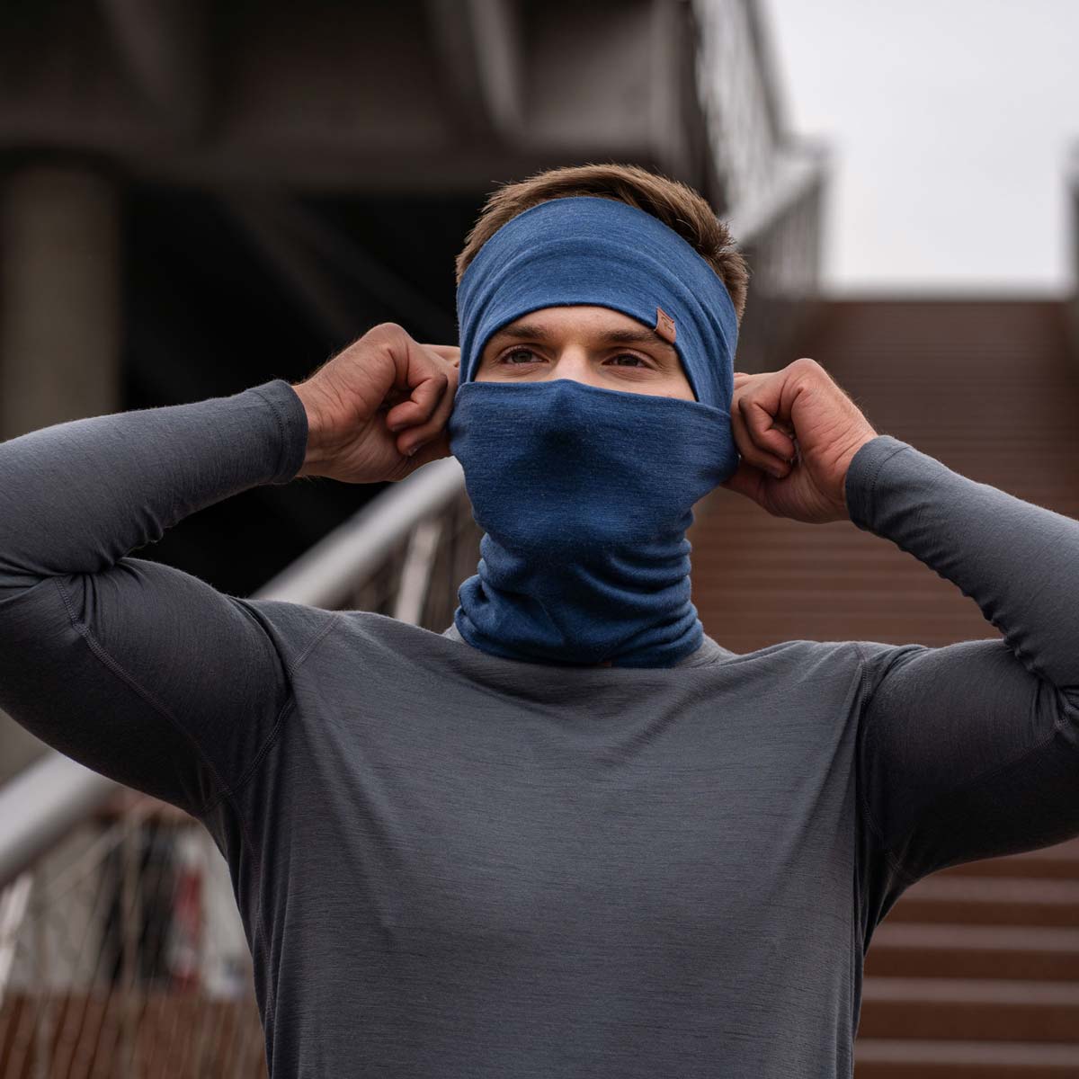 Men's Merino Wide Headband * Gym Yoga Sport Sweatband Elastic Band Perfect  Grey