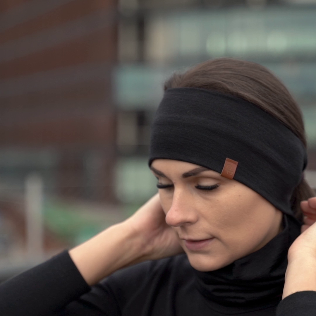 menique merino unisex headband black