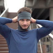 Men's Merino Wide Headband * Gym Yoga Sport Sweatband Elastic Band Perfect  Grey