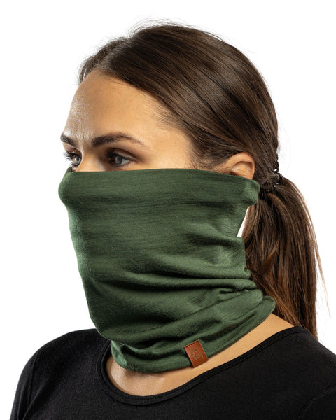 menique Unisex Merino Neck Gaiter Dark Green