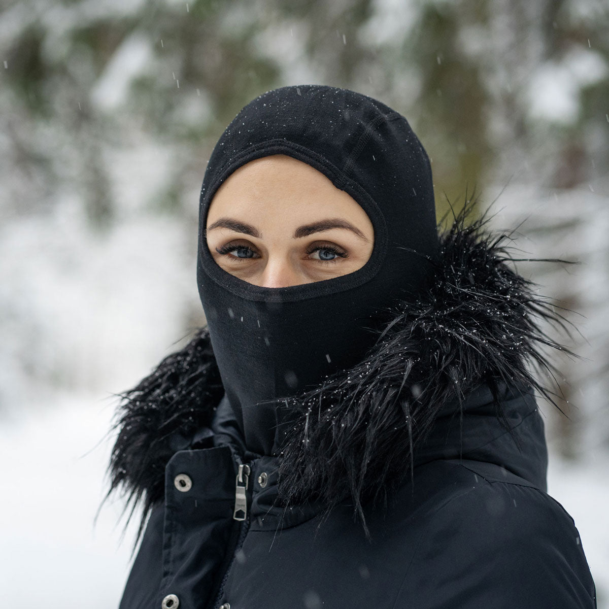 Merino Wool Women's Balaclava Face Cover Black ❤️ menique