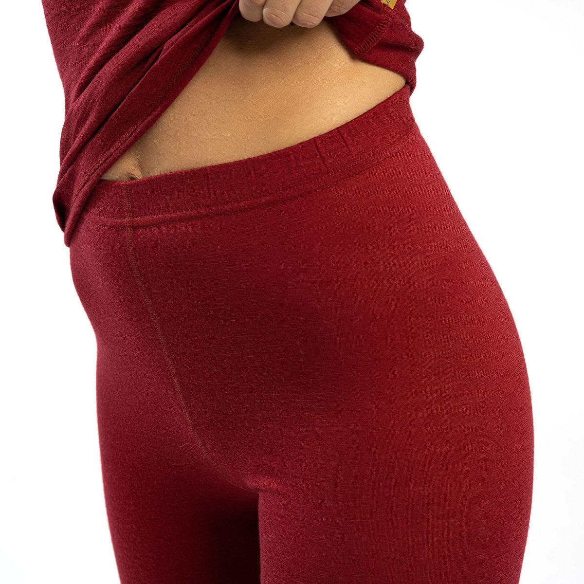 Women's Merino Wool Pants - Base Layer Cherry Red